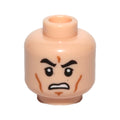 LEGO® Minifigure, Head Black Eyebrows, Upper Eyelids, Medium Nougat Cheek Lines and Chin Dimple, Open Mouth Scowl with Teeth Pattern 3626pb0817 hellnougat