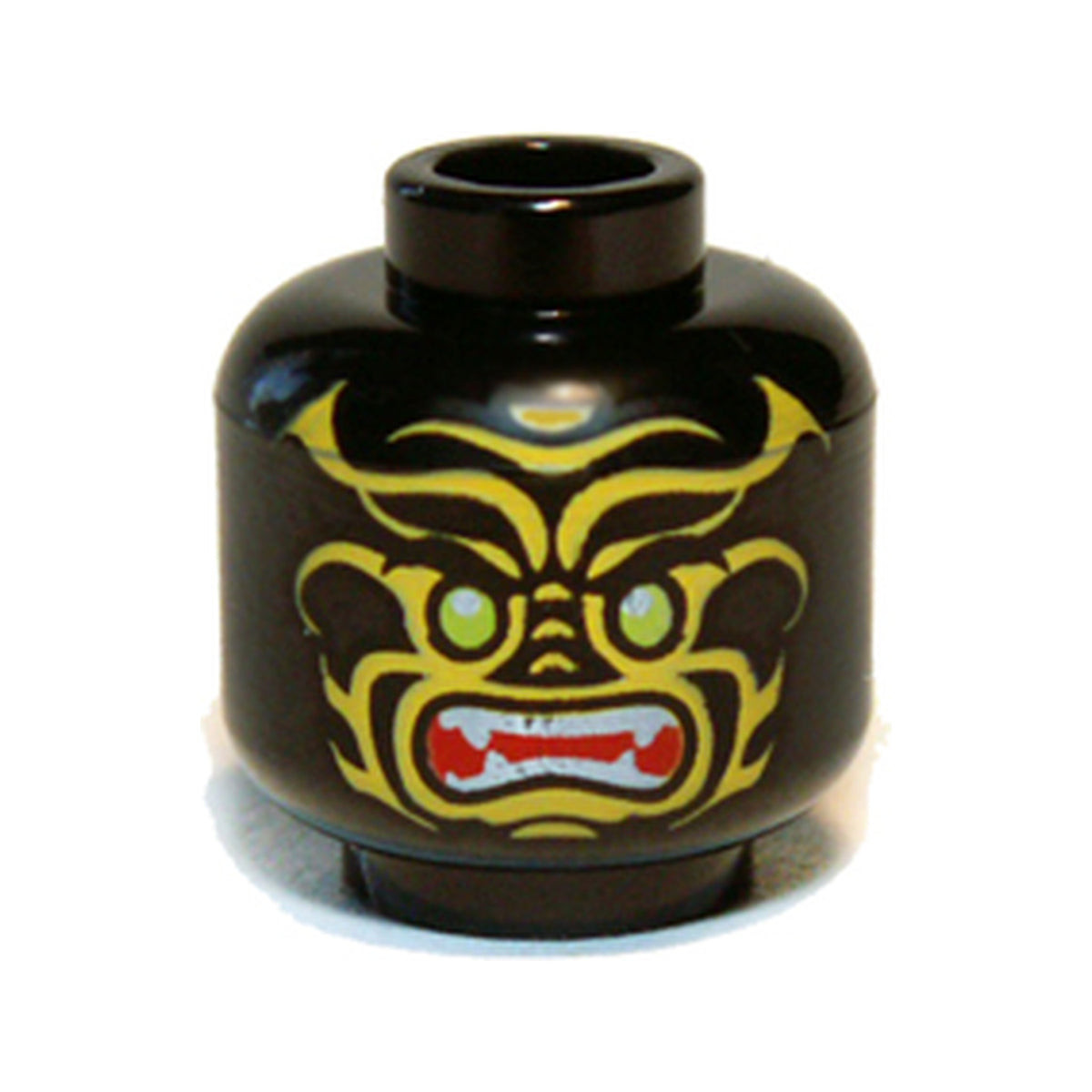 LEGO® Minifigure, Head Alien with Lime Eyes, Yellow Markings, Angry Open Red Mouth with Sharp Teeth Parted Pattern 3626pb0843 schwarz