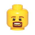 LEGO® Minifigure, Head Male Brown Beard and Eyebrows, Goatee, Pupils, Teeth Pattern 3626pb0852 gelb