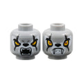 LEGO® Minifigure, Head Dual Sided Alien Chima Wolf with Yellow Eyes, Black Scars, Fangs, Closed Mouth / Open Mouth Pattern 3626pb0864 hellgrau