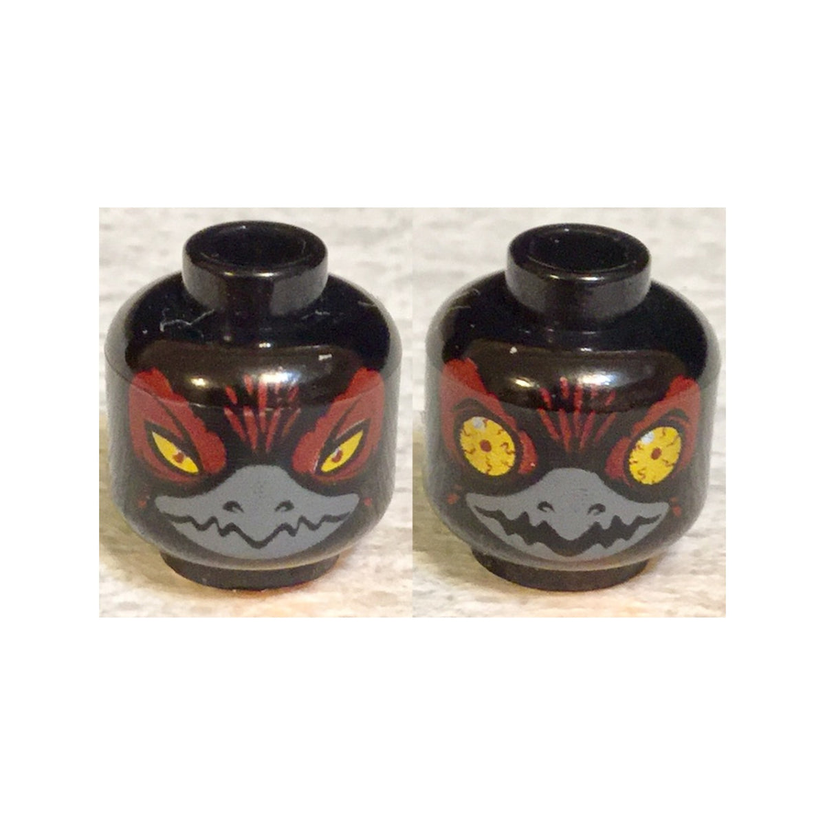 LEGO® Minifigure, Head Dual Sided Alien Chima Raven with Beak, Yellow Eyes and Dark Red Pupils, Narrowed / Wide Open Bloodshot Pattern 3626pb0874 schwarz