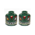 LEGO® Minifigure, Head Dual Sided Alien Chima Crocodile with Bright Light Orange Eye, Missing Eye, Red Forehead and Scar, Olive Green Lower Jaw, and White Sharp Teeth, Open / Closed Mouth Pattern 3626pb0888 dunkelgrün