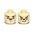 LEGO® Minifigure, Head Dual Sided Alien Chima Lion with Bright Light Orange Eyes and Dark Brown Nose, Closed Mouth / Open Mouth Pattern 3626pb0892 beige