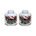 LEGO® Minifigure, Head Dual Sided Alien Chima Wolf with Orange Eye, Dark Gray Face and Red Scars, Closed Mouth / Open Mouth Pattern 3626pb0893 hellgrau