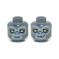 LEGO® Minifigure, Head Dual Sided Alien Chima Gorilla with Bright Light Yellow Eyes and Light Bluish Gray Face, Grin / Lopsided Open Mouth Smile with Teeth Pattern 3626pb0971 dunkelgrau