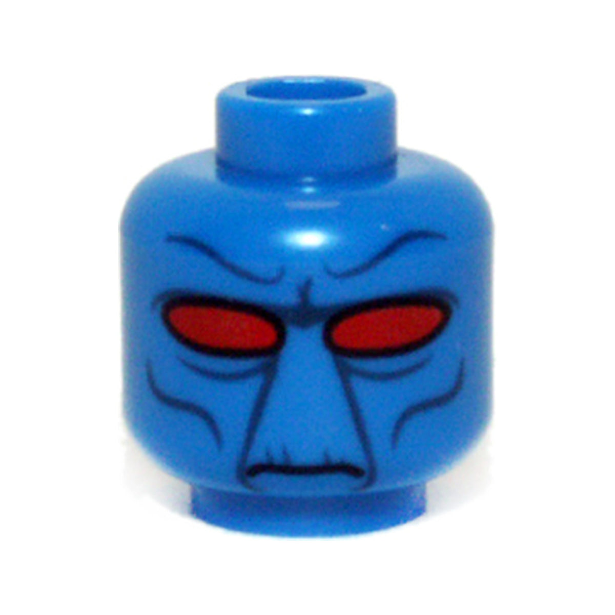 LEGO® Minifigure, Head Alien SW Duros with Large Red Eyes, Dark Blue Cheek and Forehead Lines, Neutral Pattern 3626pb0985 blau