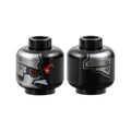 LEGO® Minifigure, Head Alien with Red Mechanical Right Eye, Bared Teeth, and Silver Plates with Rivets on Front and Back Pattern 3626pb1034 schwarz
