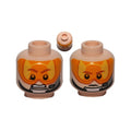 LEGO® Minifigure, Head Dual Sided Orange Visor, Stern Brown Eyebrows, Pupils, Headset, Angry / Determined Pattern (SW Pilot) 3626pb1045 hellnougat