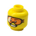 LEGO® Minifigure, Head Glasses with Orange Goggles, Open Mouth Smile with Teeth Pattern 3626pb1115 gelb