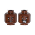 LEGO® Minifigure, Head Dual Sided Moustache, White Pupils, Determined / Scared with Teeth Pattern 3626pb1124 braun