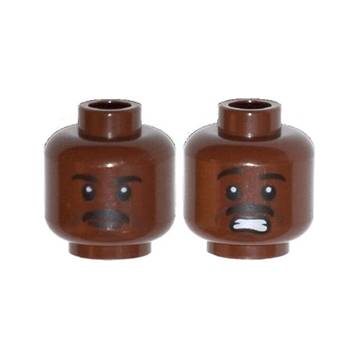 LEGO® Minifigure, Head Dual Sided Moustache, White Pupils, Determined / Scared with Teeth Pattern 3626pb1124 braun
