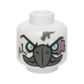 LEGO® Minifigure, Head Alien Chima Vulture with Dark Bluish Gray Beak, Bright Light Blue Eyes, and Medium Lavender Sinews Pattern 3626pb1140 weiss