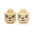 LEGO® Minifigure, Head Dual Sided Alien Chima Lion Female Bright Light Orange Eyes, Black Nose, Neutral / Crooked Smile Pattern 3626pb1141 beige