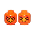 LEGO® Minifigure, Head Dual Sided Alien Chima Phoenix with Orange Eyes, Circles, Red Feathers and Yellow Beak, Neutral / Stern Pattern 3626pb1167 orange