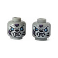 LEGO® Minifigure, Head Dual Sided Alien Chima Tiger with Fangs, White Face Fur and Light Blue Eyes, Smile / Angry Pattern 3626pb1185 hellgrau