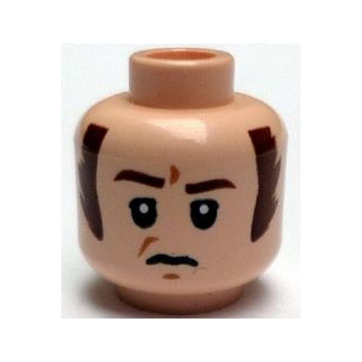 LEGO® Minifigure, Head Male Brown Eyebrows and Long Sideburns, Frown and Furrowed Brow Pattern (SW Imperial Officer) 3626pb1200 hellnougat