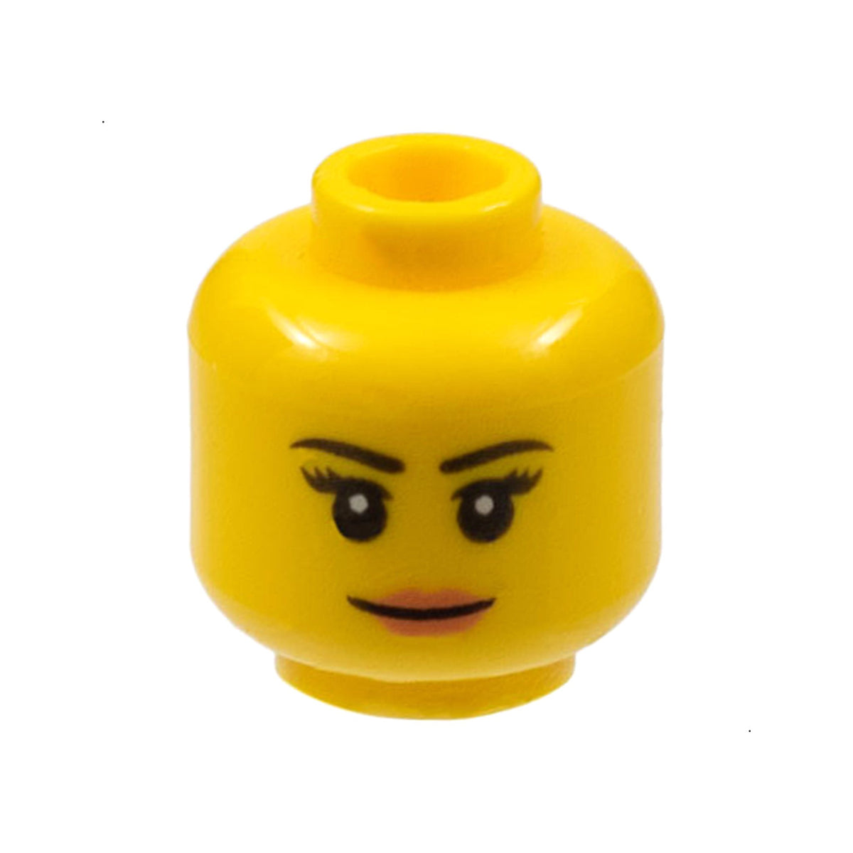 LEGO® Minifigure, Head Female Black Thin Eyebrows, Eyelashes, Nougat Lips, Grin Pattern 3626pb1211 gelb