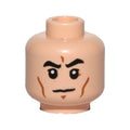 LEGO® Minifigure, Head Black Eyebrows, Cheek Lines, White Pupils, Frown Pattern 3626pb1222 hellnougat