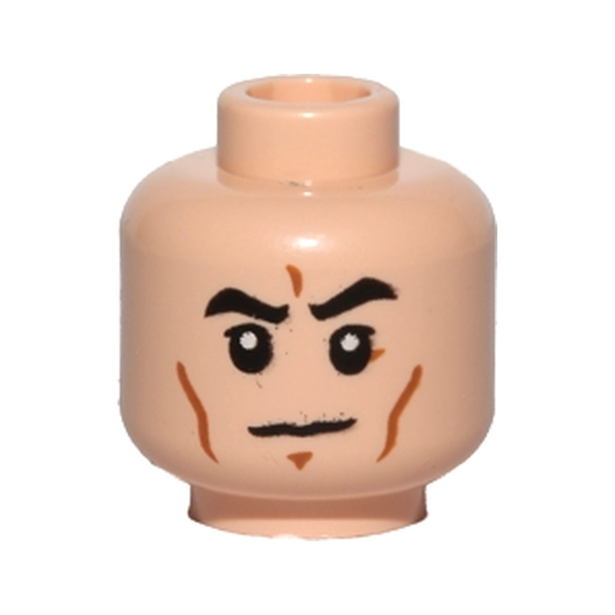 LEGO® Minifigure, Head Black Eyebrows, Cheek Lines, White Pupils, Frown Pattern 3626pb1222 hellnougat