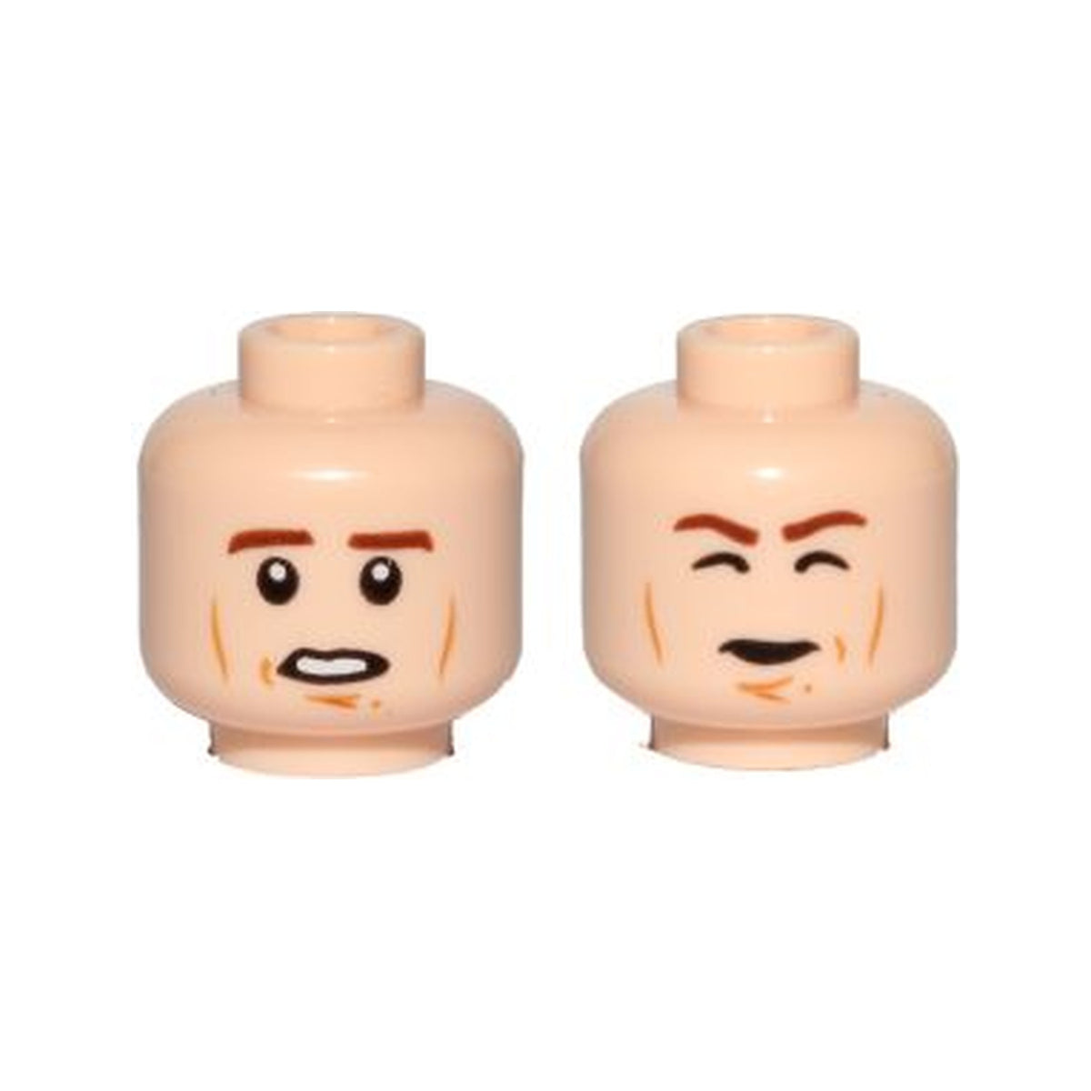 LEGO® Minifigure, Head Dual Sided Brown Eyebrows, Cheek Lines, Chin Dimple, Open Mouth / Closed Eyes Carbonite Pattern (SW Han Solo) 3626pb1247 hellnougat