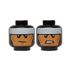 LEGO® Minifigure, Head Dual Sided Balaclava, White Headband, Cheek Lines, Scowl / Clenched Teeth Pattern (Batman) 3626pb1273