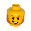 LEGO® Minifigure, Head Dark Orange Eyebrows and Beard, Broken Tooth, Determined Grin, Pupils Pattern 3626pb1291 gelb