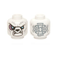 LEGO® Minifigure, Head Alien Chima Bear with Black Nose, Bright Light Blue Eyes, Light Bluish Gray Fur, Medium Lavender Sinews, Lower Fangs, and Sand Blue Tribal Markings Pattern 3626pb1295 weiss