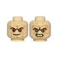 LEGO® Minifigure, Head Dual Sided Wrinkles, Sunken Yellow Eyes, Black Long Eyebrows, Stern / Bared Teeth Angry Pattern (SW Palpatine) 3626pb1395 beige