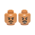 LEGO® Minifigure, Head Dual Sided Black Moustache and Goatee, White Pupils, Neutral / Open Mouth Scowling Teeth Pattern (Tasu Leech) 3626pb1421 mittelnougat