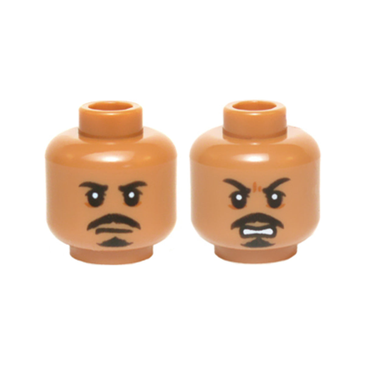 LEGO® Minifigure, Head Dual Sided Black Moustache and Goatee, White Pupils, Neutral / Open Mouth Scowling Teeth Pattern (Tasu Leech) 3626pb1421 mittelnougat