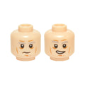LEGO® Minifigure, Head Dual Sided Gray Eyebrows, Lines, White Pupils, Neutral / Open Mouth Lopsided Grin Pattern (Han Solo) 3626pb1422 hellnougat