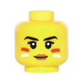 LEGO® Minifigure, Head Female Black Eyebrows, Dark Orange Lips and Red and White Face Paint Pattern 3626pb1499 gelb