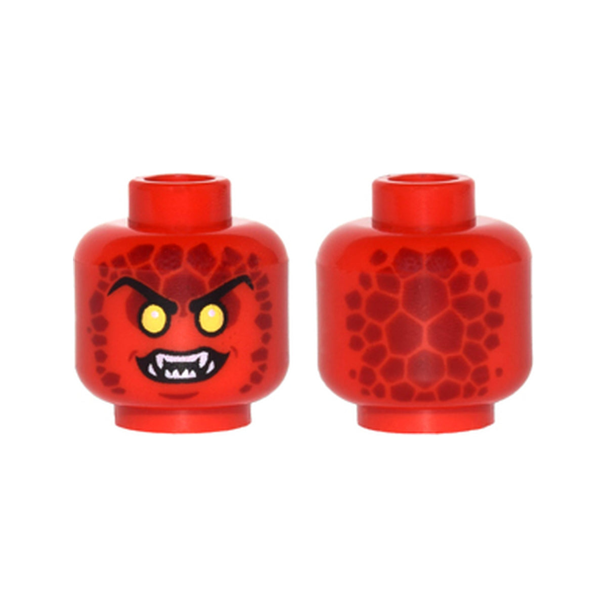 LEGO® Minifigure, Head Alien Lava Monster with Yellow Eyes, Dark Red Rocks, and Open Mouth with Fangs Pattern 3626pb1511 rot