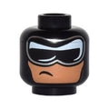 LEGO® Minifigure, Head Balaclava, Black and White Mask with Silver Edge and Crooked, Off-Center Scowl on Nougat Face Pattern 3626pb1528 schwarz