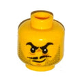 LEGO® Minifigure, Head Beard Gray Stubble, Black Moustache and Angry Eyebrows, Lines under Eyes, Smirk Pattern 3626pb1549 gelb