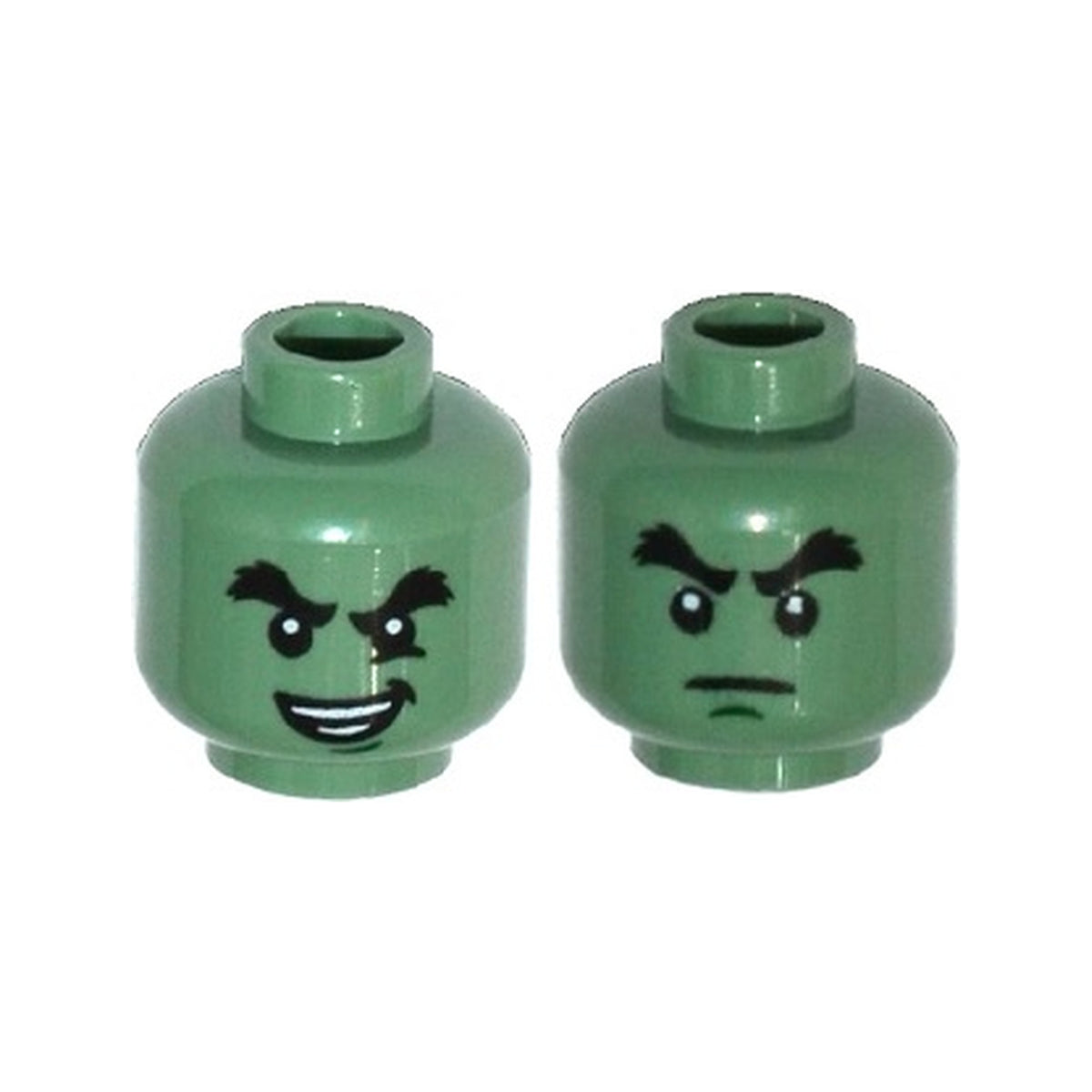 LEGO® Minifigure, Head Dual Sided Black Bushy Eyebrows, Chin Dimple, Evil Smile, Crease under Eye / Determined Pattern 3626pb1550 sandgrün