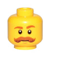LEGO® Minifigure, Head Dark Orange Eyebrows and Bushy Moustache Pattern 3626pb1564 gelb