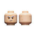 LEGO® Minifigure, Head White Eyebrows, Forehead Lines, Wrinkles, Scowl Pattern 3626pb1658 hellnougat