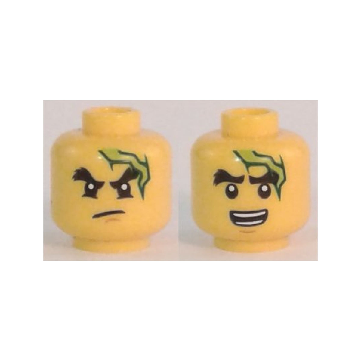 LEGO® Minifigure, Head Dual Sided Black Bushy Eyebrows, Chin Dimple, Lightning Bolt, Scowl / Open Mouth with Teeth Pattern 3626pb1667 gelb