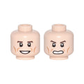 LEGO® Minifigure, Head Dual Sided Reddish Brown Eyebrows, Cheek Lines, Open Mouth, Smile / Scowl Pattern (Newt) 3626pb1694 hellnougat