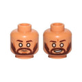 LEGO® Minifigure, Head Dual Sided Dark Brown Eyebrows, Beard, Cheek Lines, White Blind Eyes, Neutral / Smile Pattern (SW Kanan Jarrus) 3626pb1707 nougat
