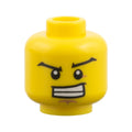 LEGO® Minifigure, Head Black Wide Eyebrows, Raised Left, Wide Gritted Teeth, Medium Nougat Dimple and Chin Pattern 3626pb1822 gelb