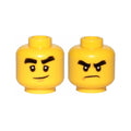 LEGO® Minifigure, Head Dual Sided Black Bushy Eyebrows, Smile / Angry Pattern (Cole) 3626pb1893 gelb