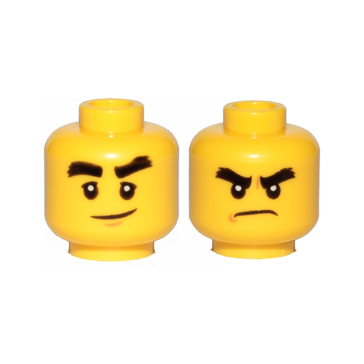 LEGO® Minifigure, Head Dual Sided Black Bushy Eyebrows, Smile / Angry Pattern (Cole) 3626pb1893 gelb