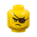 LEGO® Minifigure, Head Beard Brown Stubble, Dark Brown Eye Patch, Freckles Pattern 3626pb1904 gelb