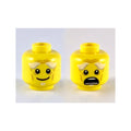 LEGO® Minifigure, Head Dual Sided White Bushy Eyebrows, Goatee, Wrinkles, Smile / Open Mouth Scared Pattern 3626pb1919 gelb