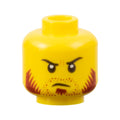 LEGO® Minifigure, Head Beard Stubble Dark Red, Sideburns, Goatee, Curved Black Eyebrows Pattern 3626pb1927 gelb