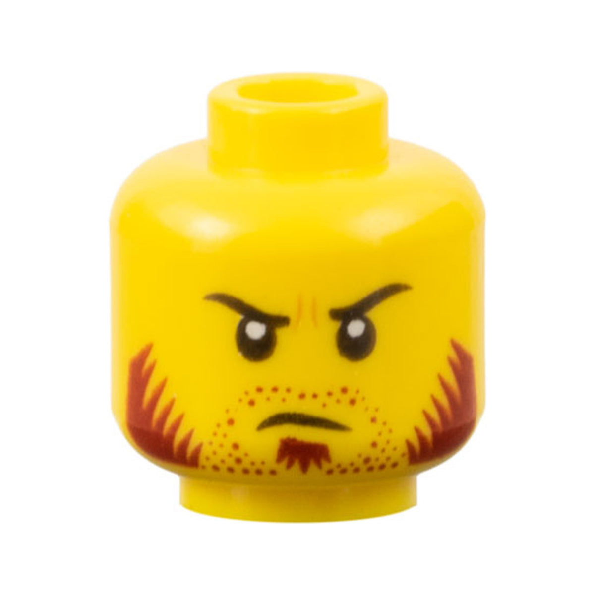 LEGO® Minifigure, Head Beard Stubble Dark Red, Sideburns, Goatee, Curved Black Eyebrows Pattern 3626pb1927 gelb