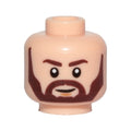 LEGO® Minifigure, Head Beard with Dark Brown Eyebrows, Angular Beard, Smile and White Pupils Pattern 3626pb1969 hellnougat