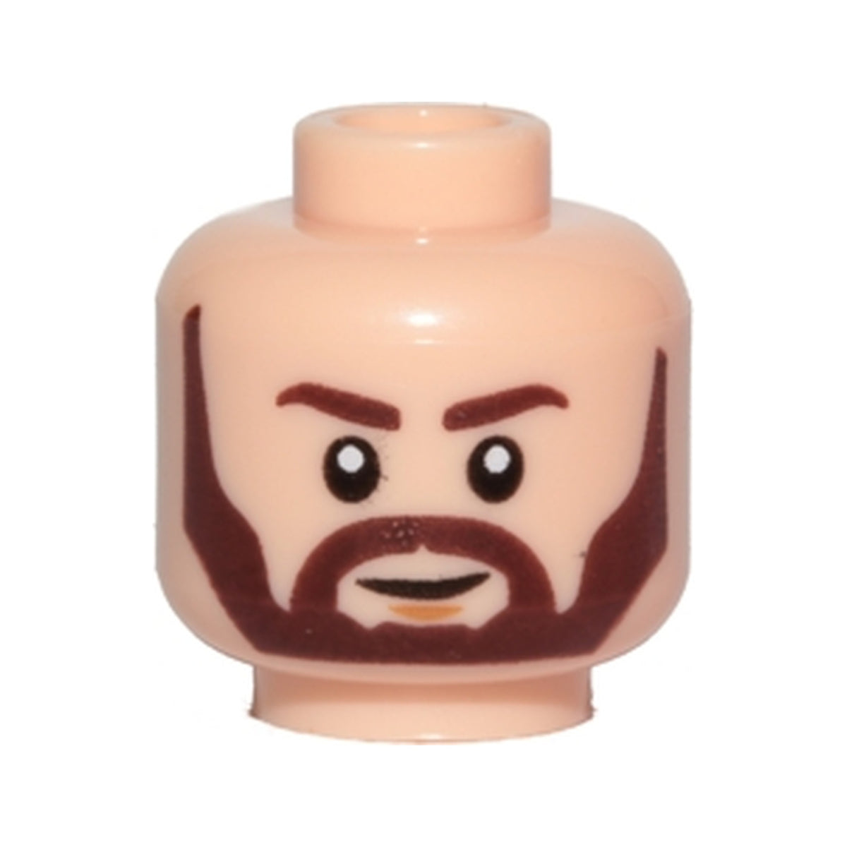 LEGO® Minifigure, Head Beard with Dark Brown Eyebrows, Angular Beard, Smile and White Pupils Pattern 3626pb1969 hellnougat